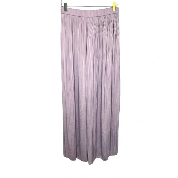 Zara Lilac Pleated Wide Legged High Waisted Floaty Palazzo Trousers Open Hem M - Picture 5 of 12